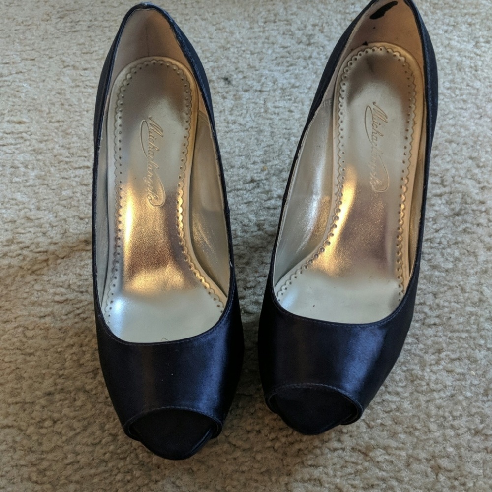 Blue satin shoes